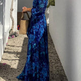 Luna™ | Rochie lungă cu imprimeu floral și mâneci căzute