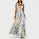 Penelope | Rochie maxi din chiffon cu motive florale
