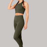 Katrin | Pantaloni Elevate 7/8 cu talie înaltă, culoare verde măslin