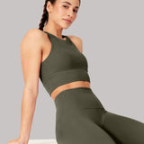 Katrin | Pantaloni Elevate 7/8 cu talie înaltă, culoare verde măslin