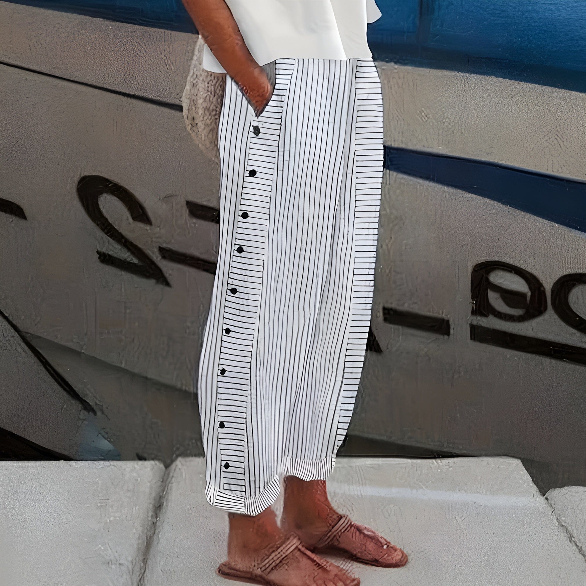 Leonor | Pantaloni din in cu scop