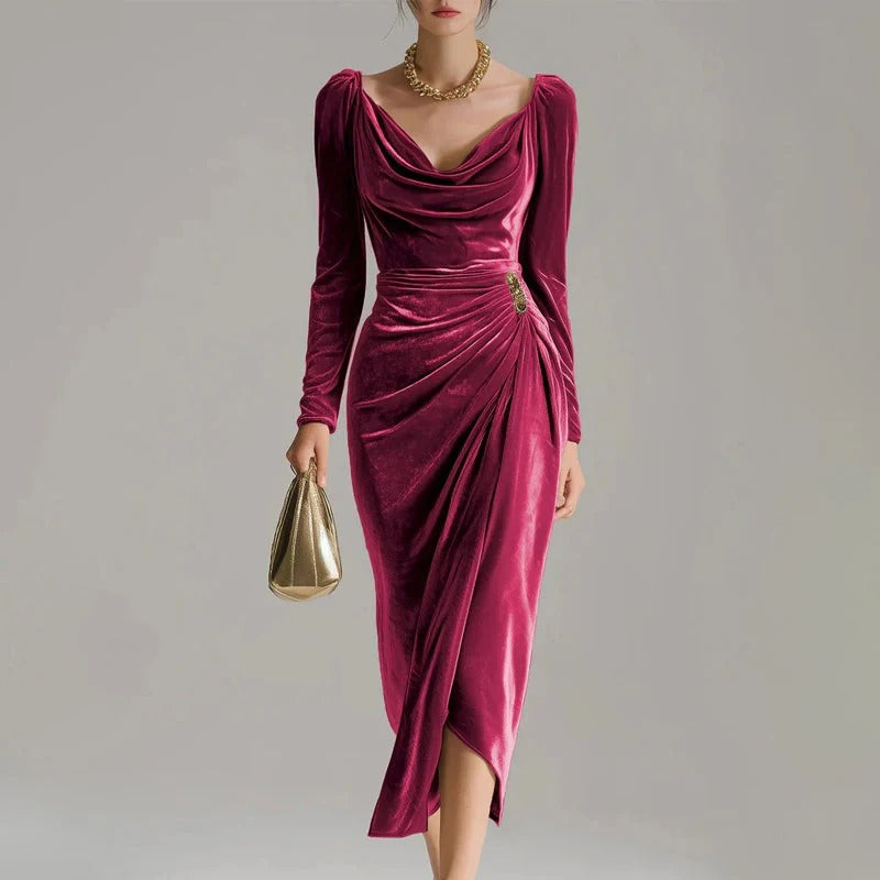 Renata - Rochie Lungă Elegantă din Catifea