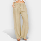 Malika | Pantaloni din in cu design fluid