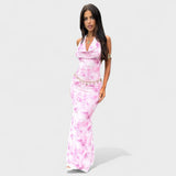 Mara™ | Rochie roz cu flori