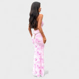 Mara™ | Rochie roz cu flori