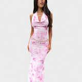 Mara™ | Rochie roz cu flori