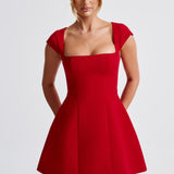 Alina – Rochie Mini Elegantă de Damă cu Decolteu Pătrat