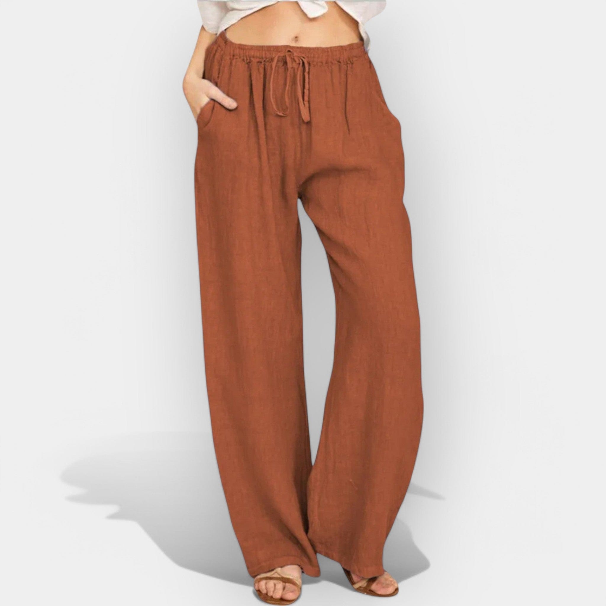 Malika | Pantaloni din in cu design fluid