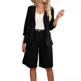 Set Elegant din In cu Sacou și Pantaloni Scurți