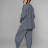 Külli | Pantaloni sport indigo, foarte călduroși, cu manșete
