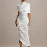 Taylor - Rochie Maxi Asimetrică cu Pelerină