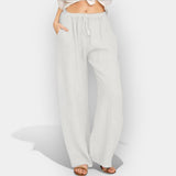 Malika | Pantaloni din in cu design fluid
