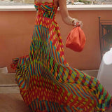 Aria | Rochie maxi fără mâneci, cu model abstract, croială în formă de A