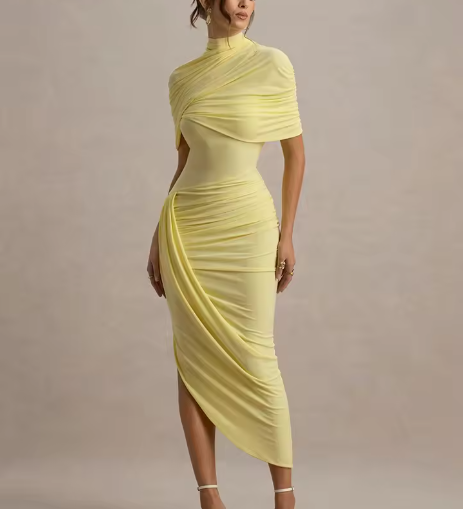 Taylor - Rochie Maxi Asimetrică cu Pelerină